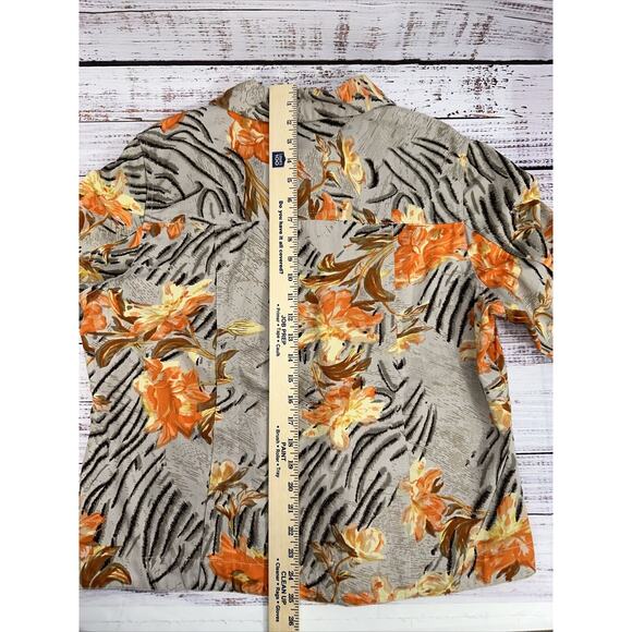 Studio Works Tan Orange Yellow Floral Sequin Cotton Button Up Jacket size Large - Picture 10 of 11